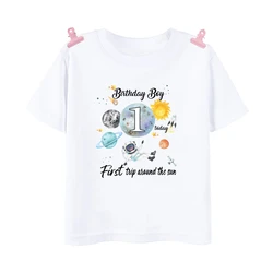 Camiseta astronauta de cumpleaños para niño - diseño espacial