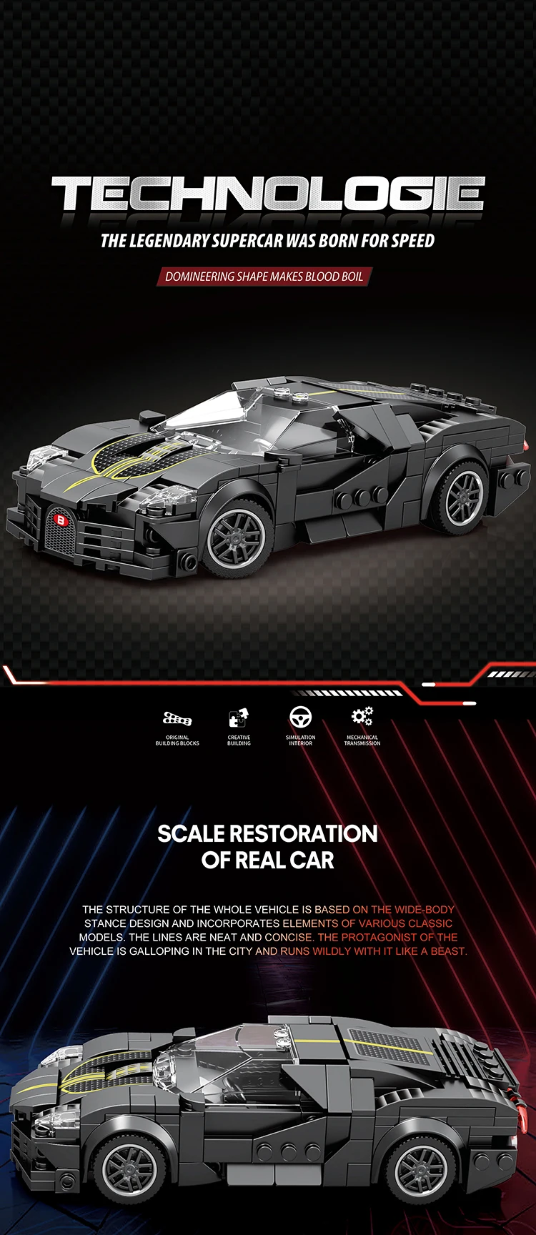 Coche deportivo de bloques estilo Super Racers