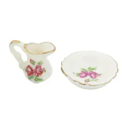 Mini lavabo de porcelana para casita de muñecas
