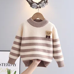 Jersey de punto grueso a rayas para niños – Abrigo cálido para otoño e invierno