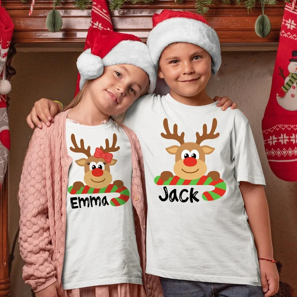 Camiseta de Navidad personalizada con ciervo para niño - imagen 3