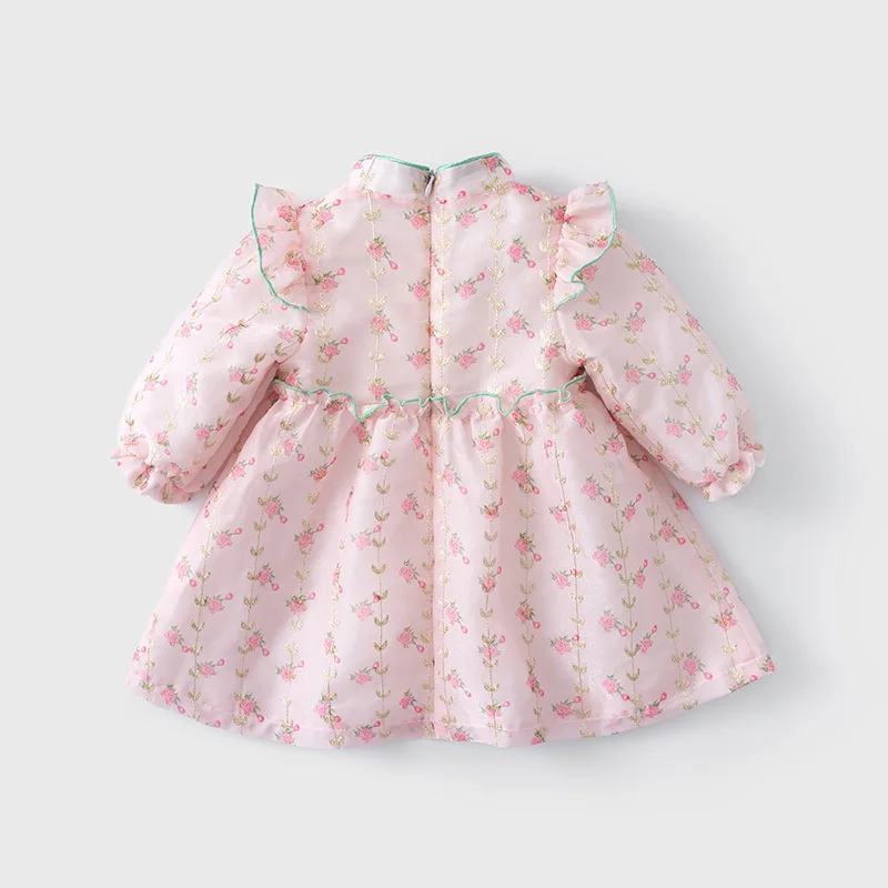 Vestido floral de punto para niña – Manga larga de algodón - imagen 3