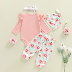 Tregren conjunto de bebé niña con pelele de manga larga floral