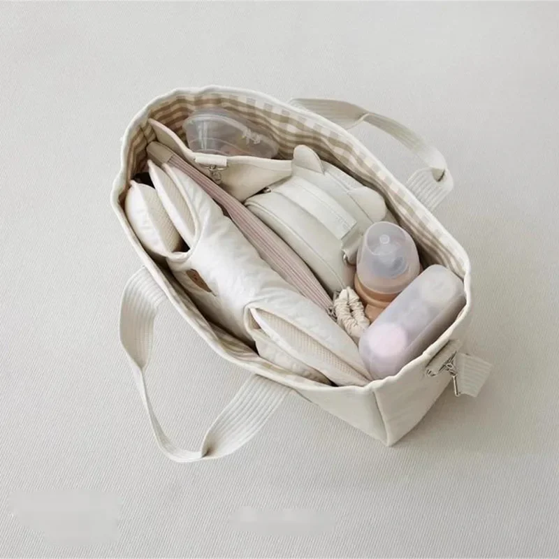 Bolsa de maternidad de lona grande – Organizador de pañales para mamá - imagen 5