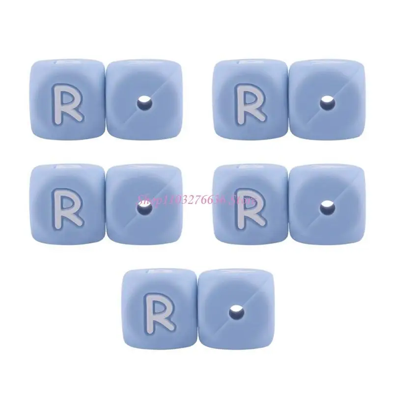 Clip para chupete con cuentas de silicona letras azules - imagen 2