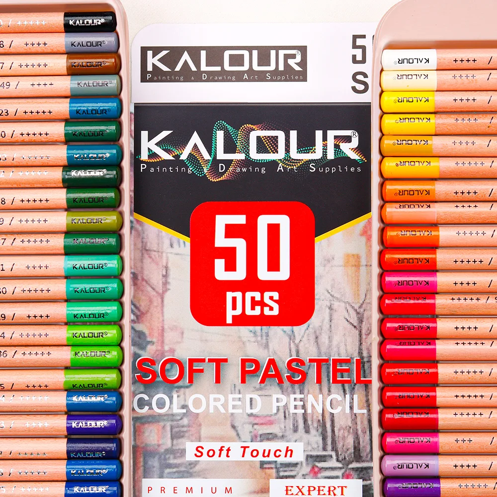 KALOUR – Lápices de colores pastel blandos para niños – 50 unidades de calidad profesional - imagen 4