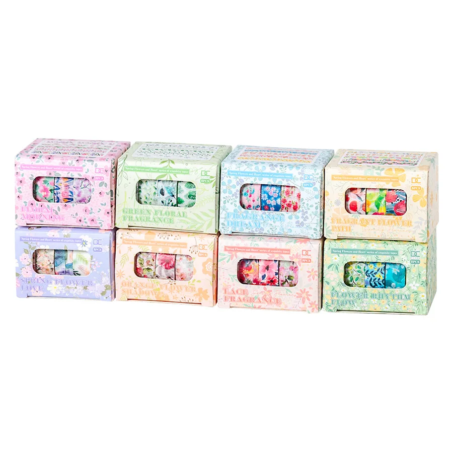 Cinta washi floral romántica para manualidades y regalos escolares