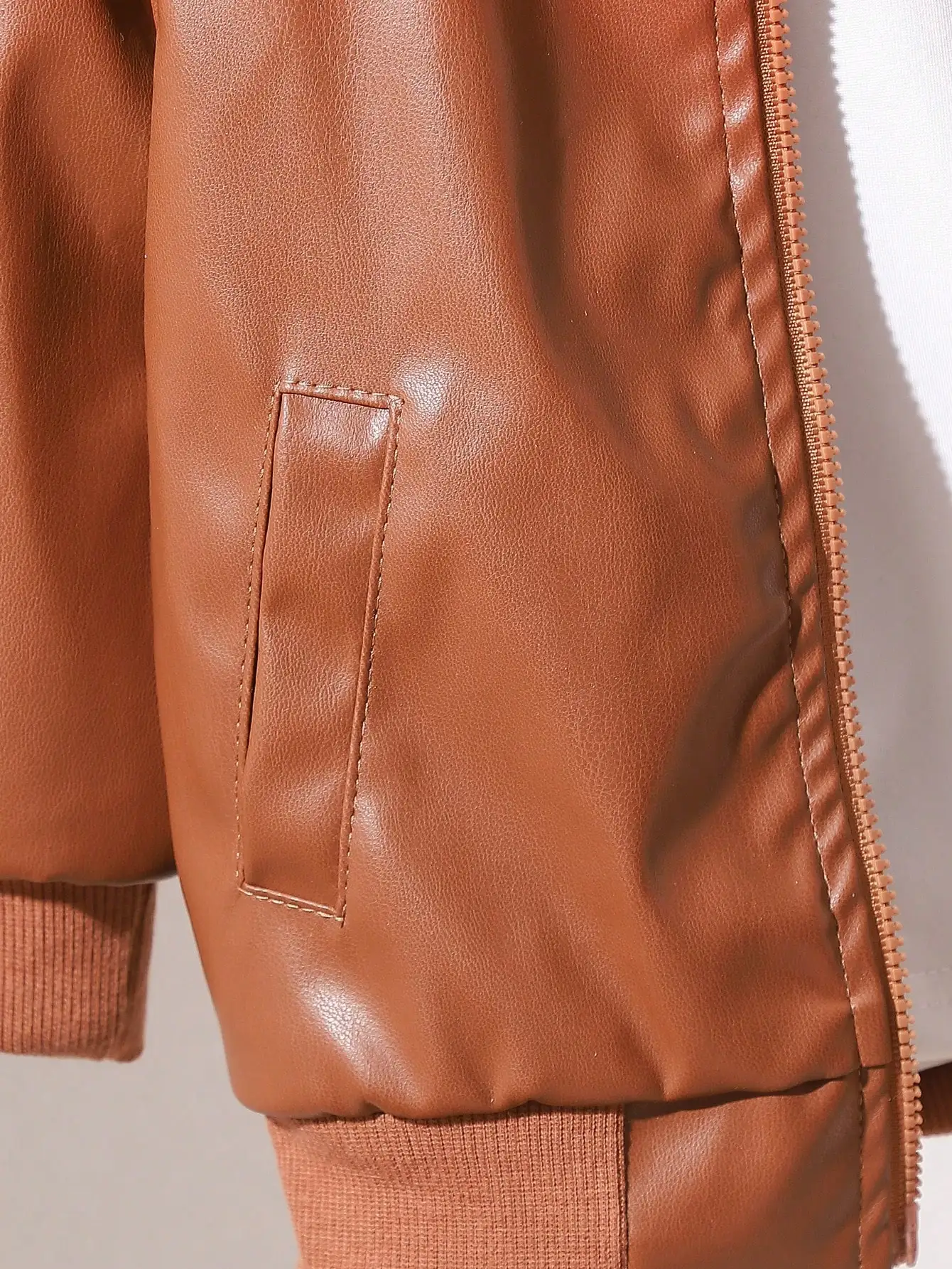 Chaqueta de cuero para bebé marrón cálida lana otoño-invierno - imagen 3