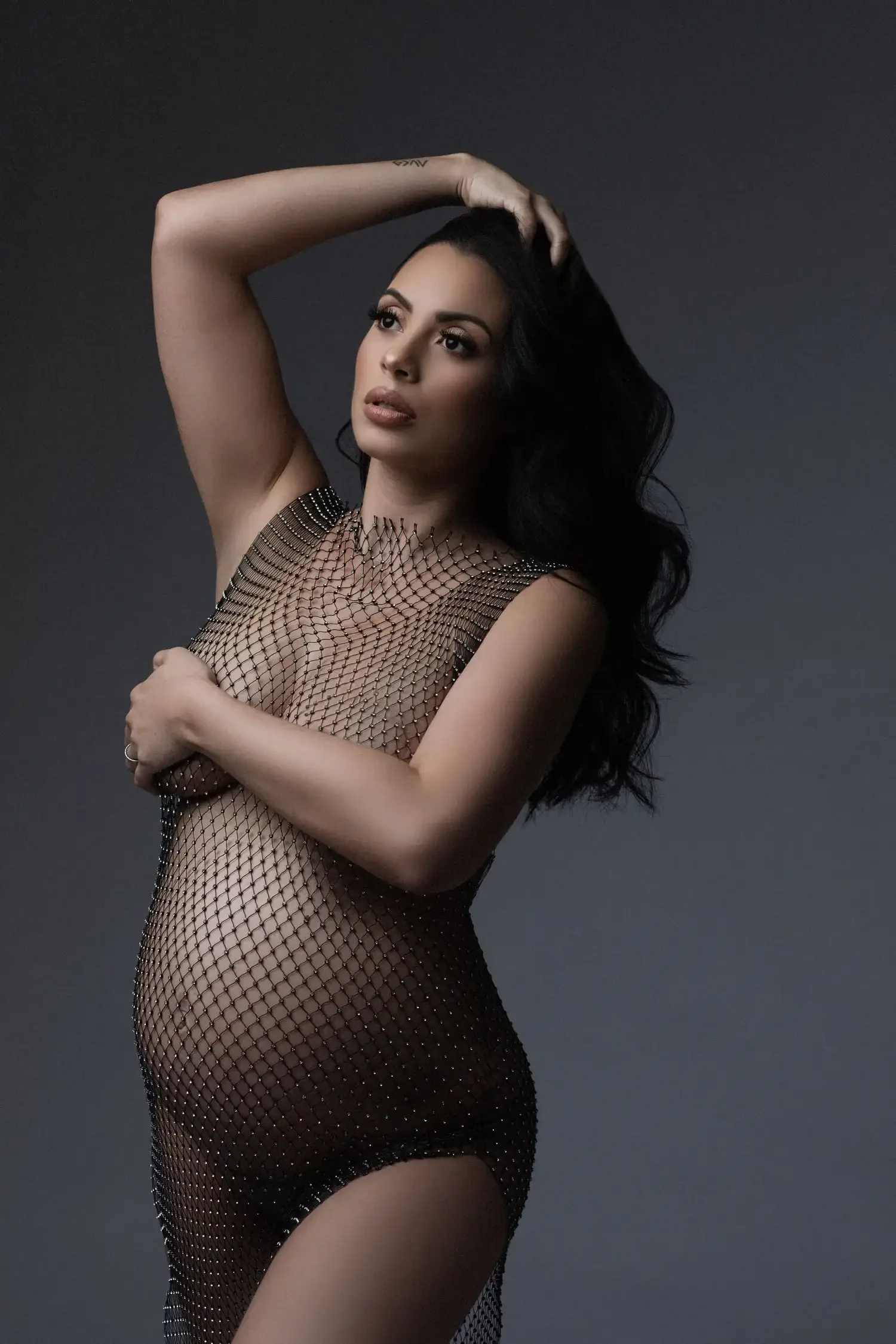 Vestido de embarazo para sesión fotográfica: manga larga blanca - imagen 2