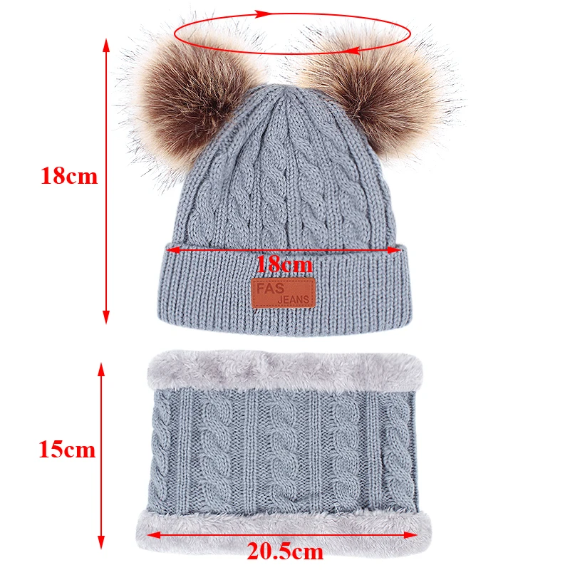 Gorros de invierno para bebé con color sólido, bufanda y guantes - imagen 3