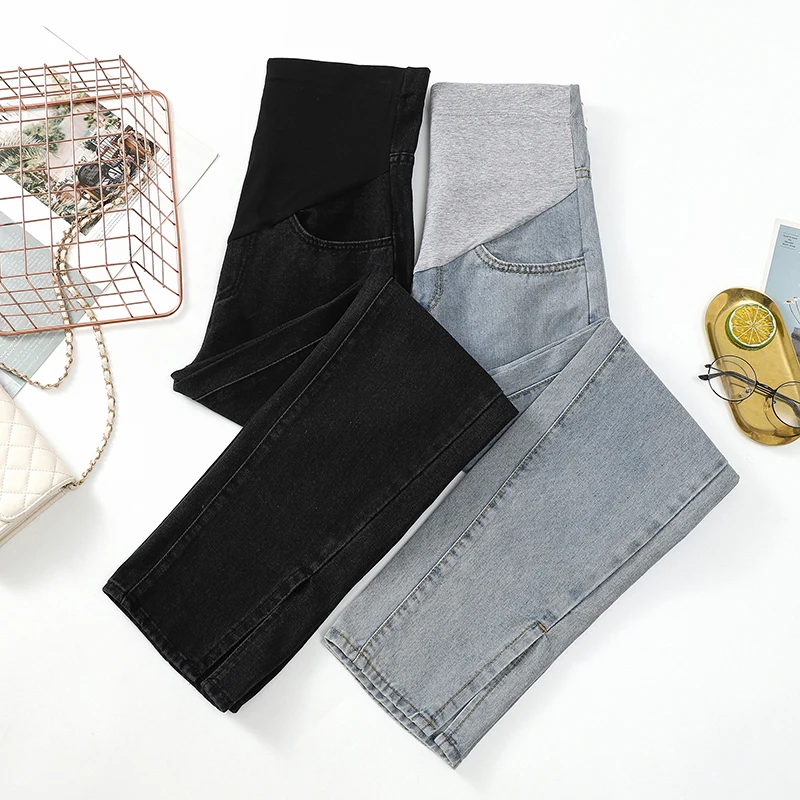 Pantalones de embarazo vaqueros rectos con ajuste premamá - imagen 2