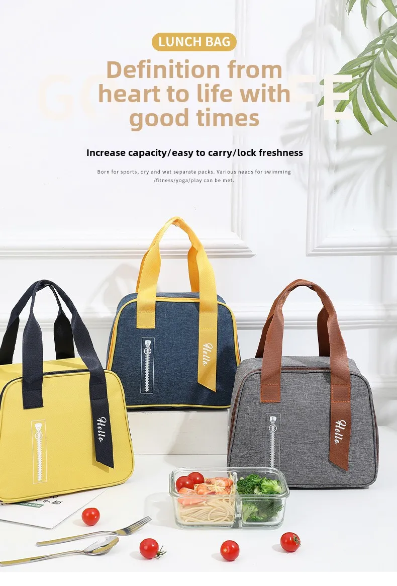 Bolsa de almuerzo con asa en uso