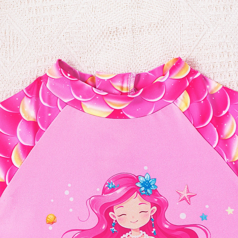 Bañador una pieza de niña con manga larga estilo sirena hawaiana - imagen 4