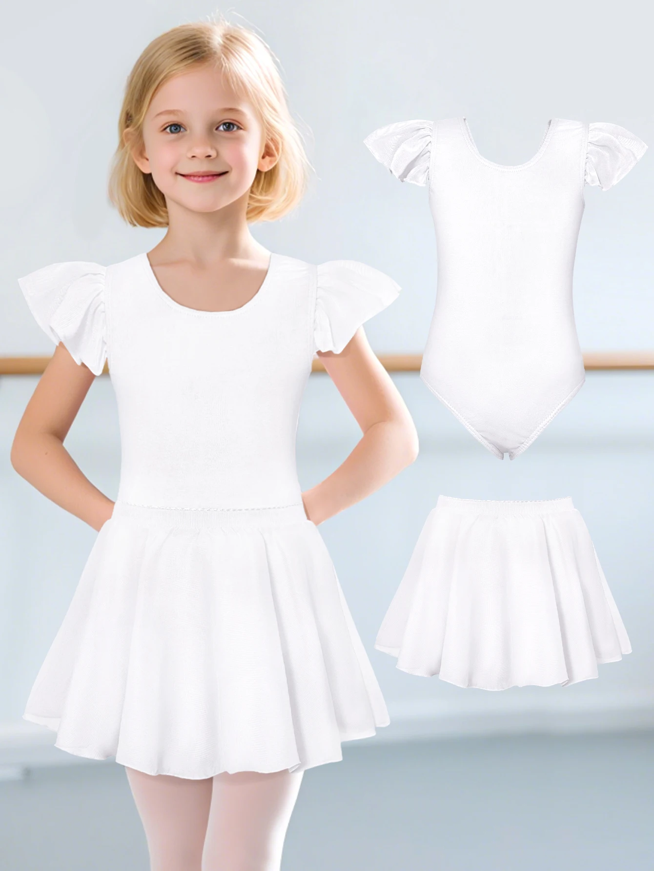 Leotardos de ballet para niñas con mangas de volantes - imagen 5