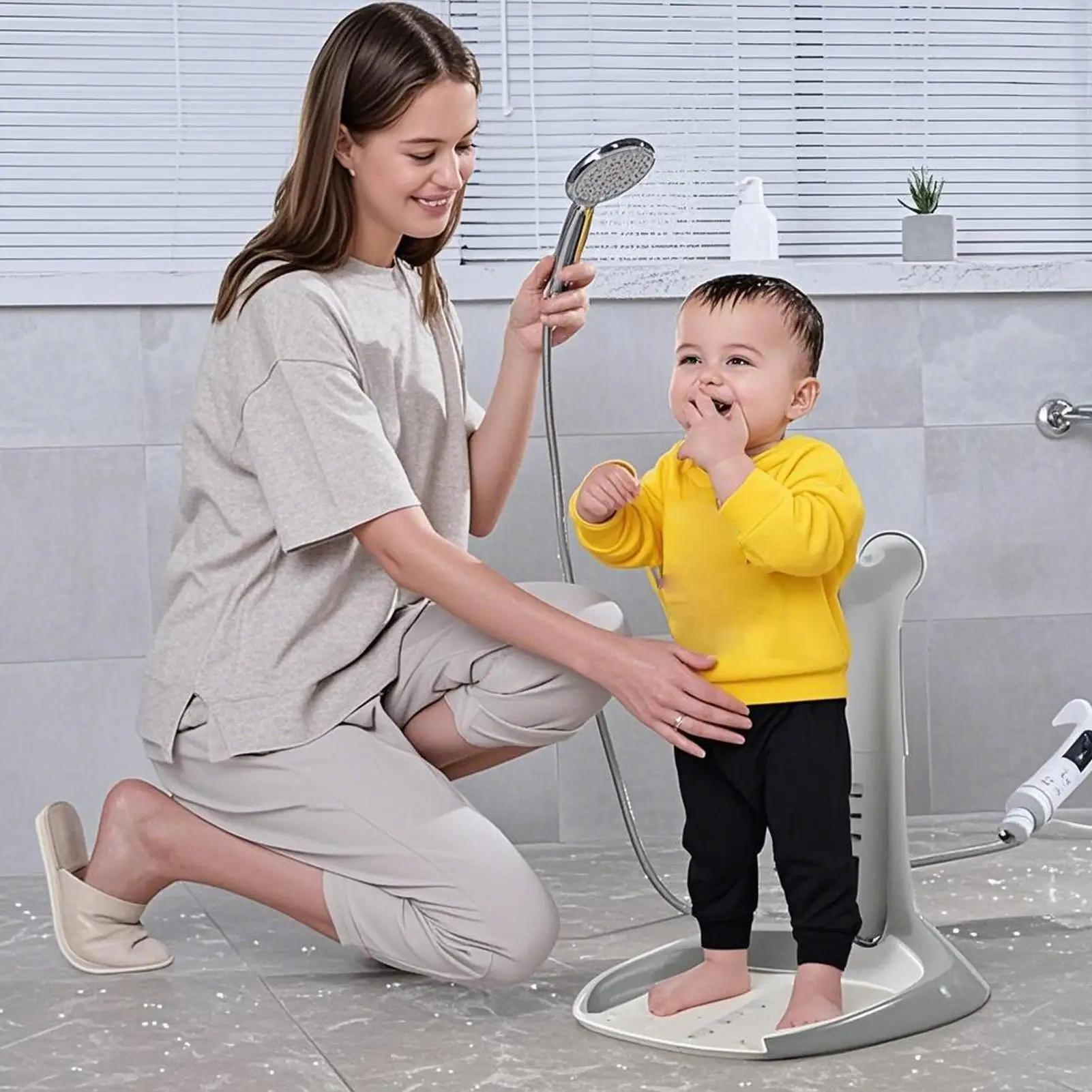 Soporte de baño para bebé ajustable con base antideslizante plegable para ducha y viaje - imagen 2