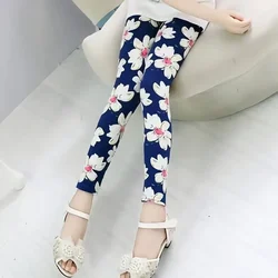 Leggings pitillo de algodón con estampado de flores infantiles