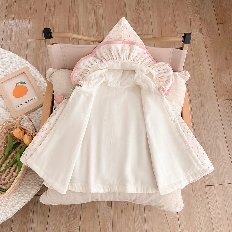 Capa princesa floral cortavientos para bebé – Poncho cálido otoño - imagen 4