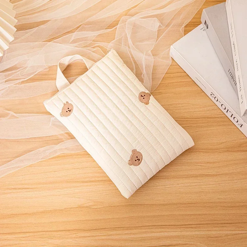 Bolsa pañales bebé algodón osito bordado organizador - imagen 2