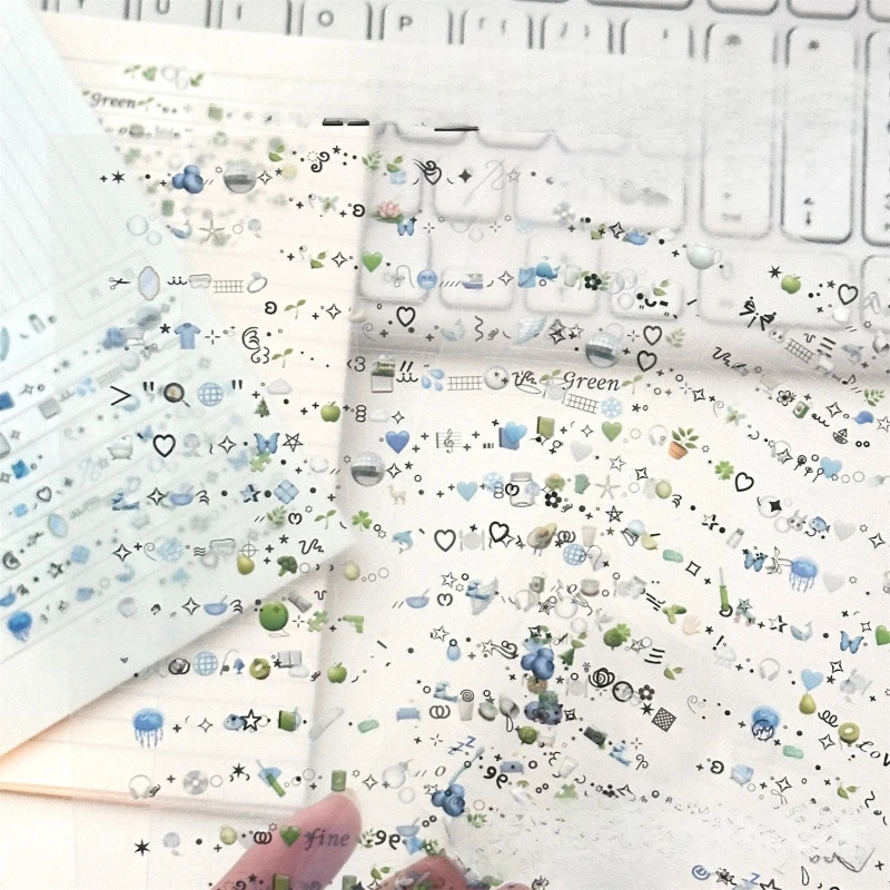 INS Pegatinas troqueladas para diarios – Azul y verde - imagen 4