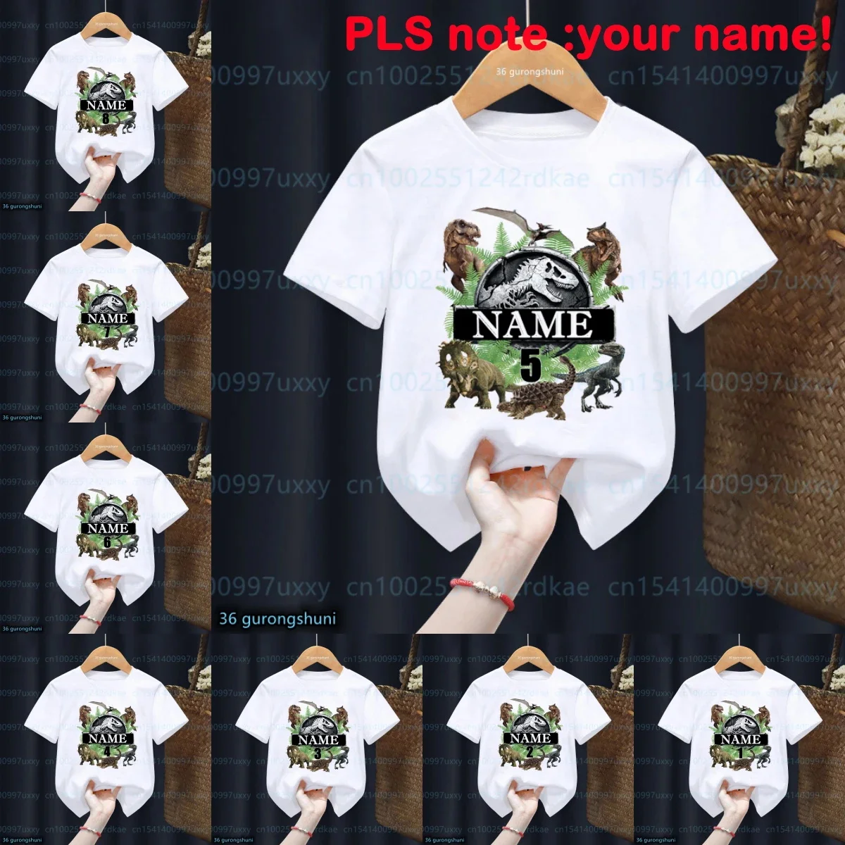 Camiseta de algodón estampada con dinosaurios para niño - imagen 2