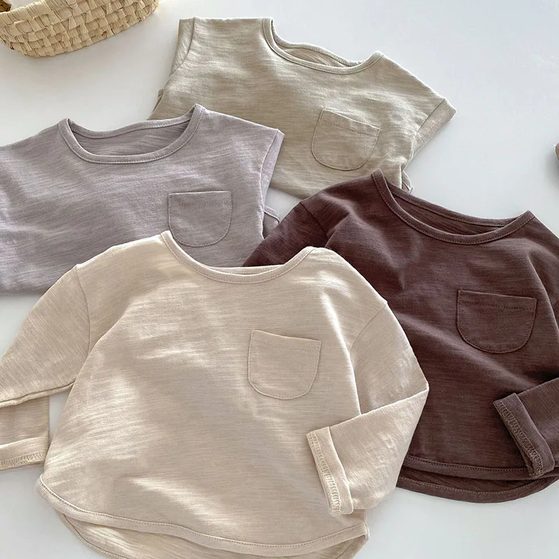 Milangel Blusa lisa de algodón para niño y niña – Otoño - imagen 2