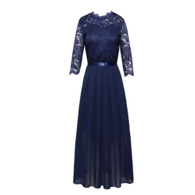 Vestido acampanado de encaje liso elegante para fiesta