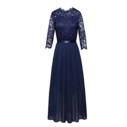 Vestido acampanado de encaje liso elegante para fiesta