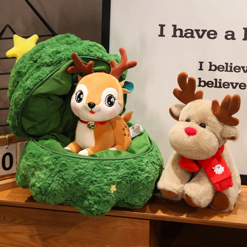 Cojín navideño de felpa Papá Noel y ciervo para decoración infantil - imagen 4