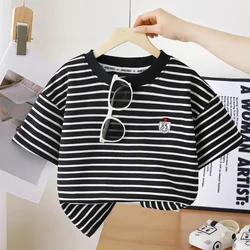 Camiseta a rayas de verano transpirable para niños y niñas
