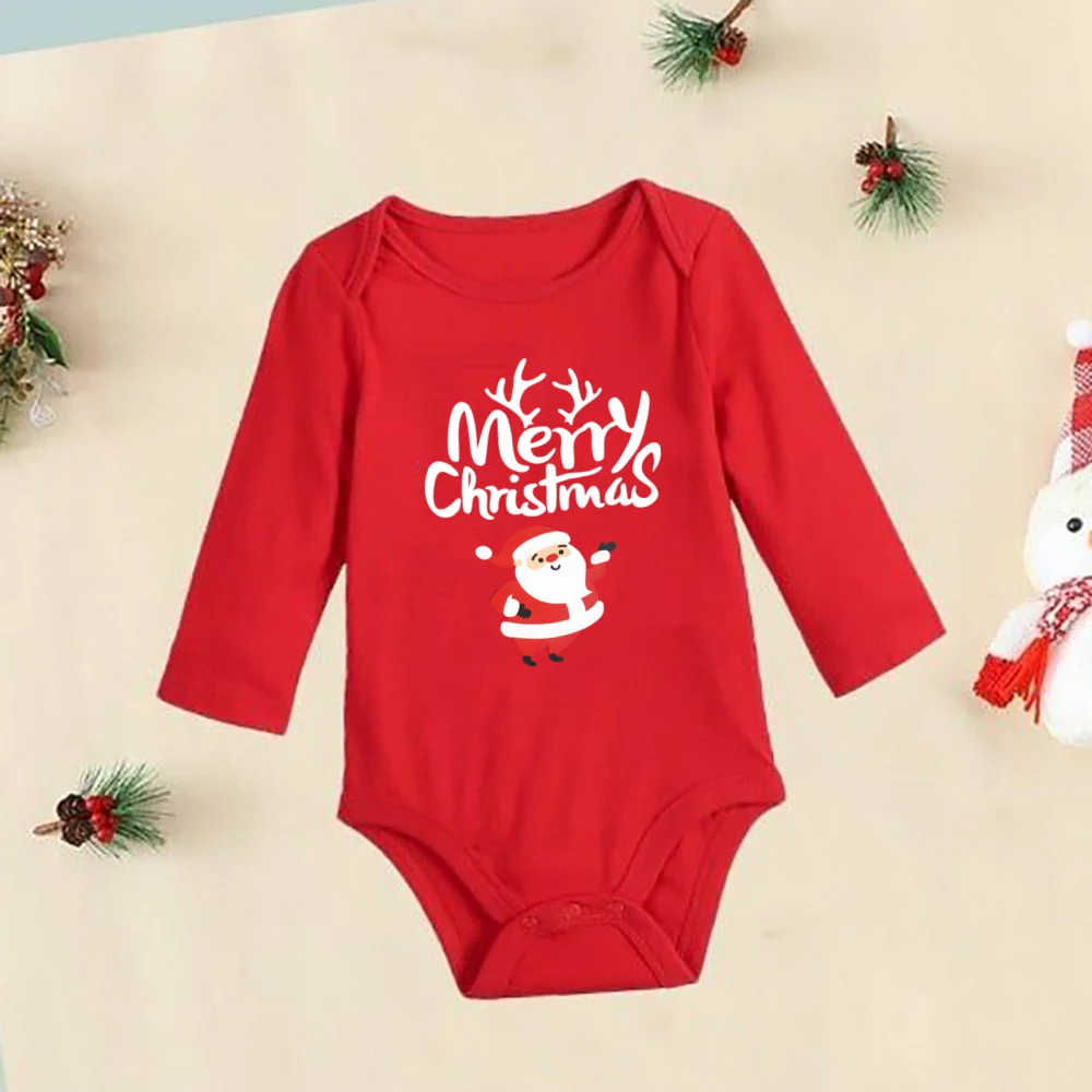 Mameluco de Navidad rojo en algodón con estampado Santa - imagen 3