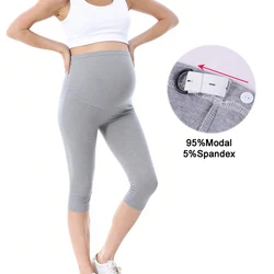 Pantalones capri premamá con cintura ajustable de tejido modal