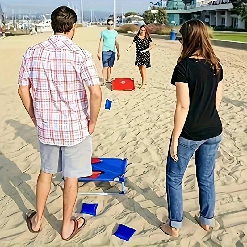 Juego portátil de agujero maíz rojo azul bolsa playa plegable - imagen 5