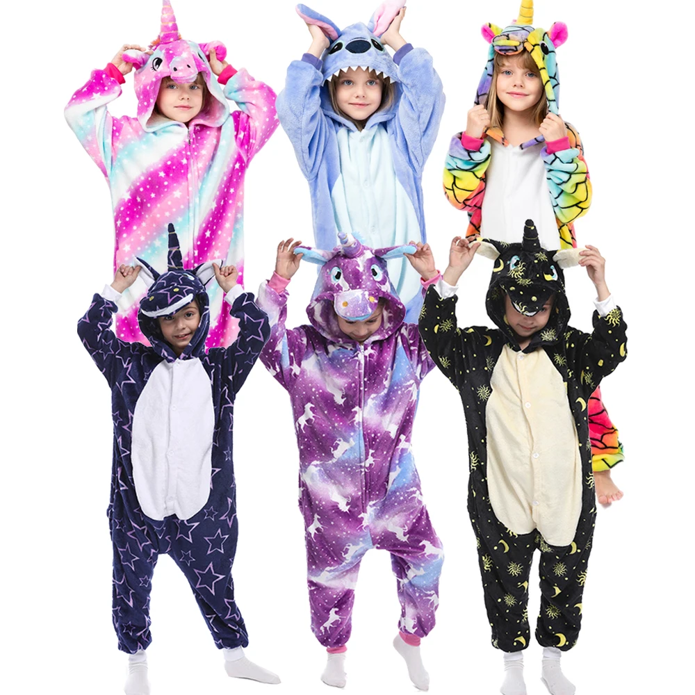 Pijamas kigurumi unicornio en franela para invierno - imagen 4