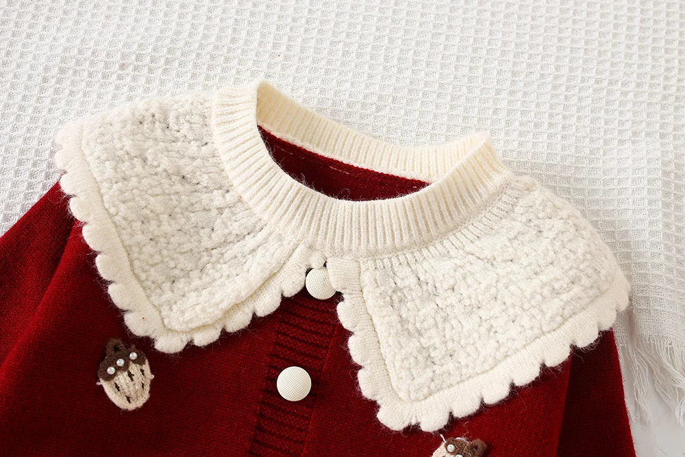 MILANCEL conjunto de punto para niña con cuello vuelto y falda plisada