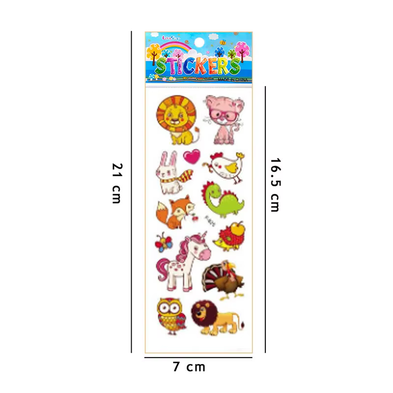 Pegatinas hinchadas de animales de dibujos animados