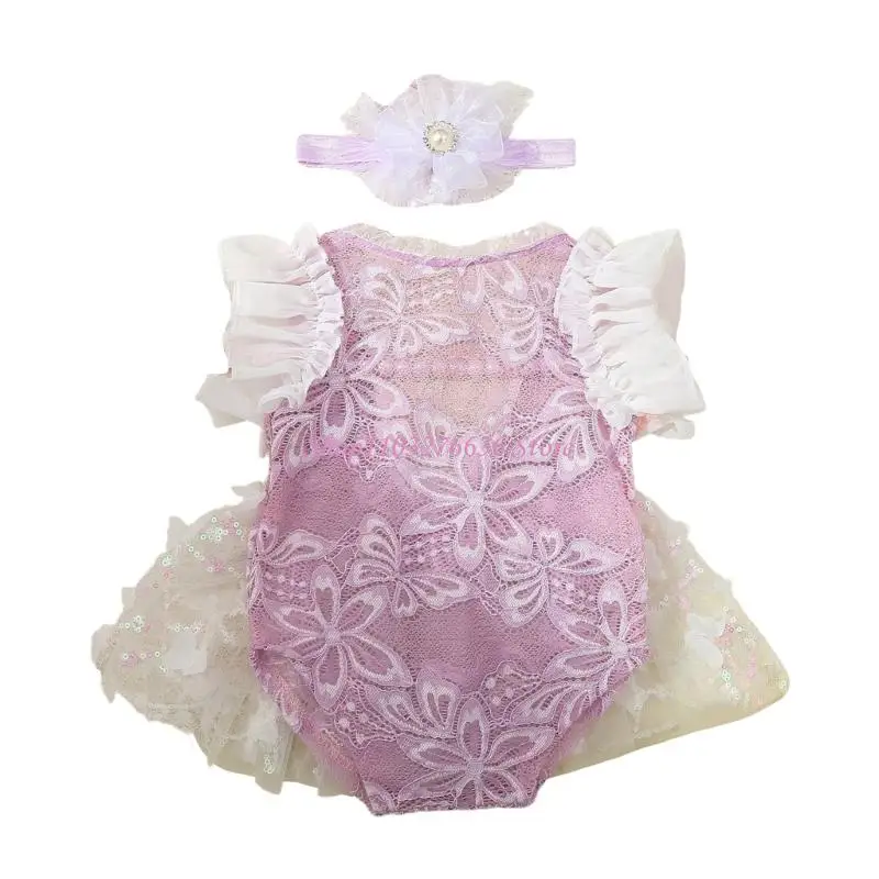 Vestido de encaje floral para bebé niña