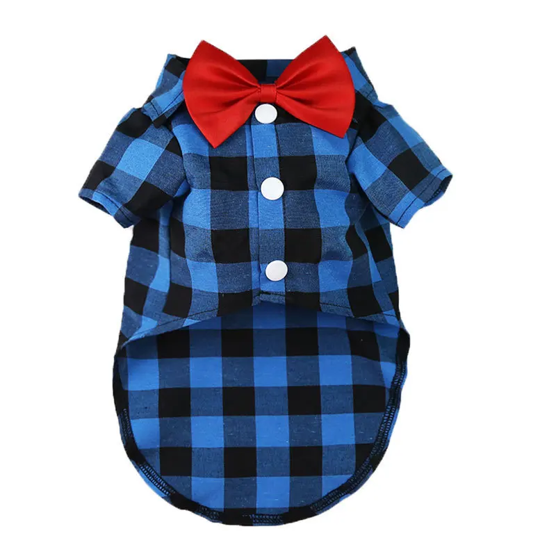 Camisa de cuadros para mascotas, traje nupcial elegante