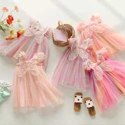 Vestido arcoíris sin mangas para niñas - Cómodo y suave, para diario