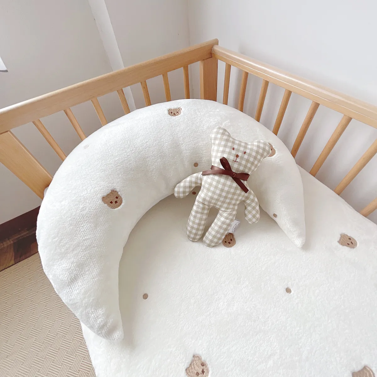 Almohada de Lactancia Bebé Diseño Oso – Algodón Suave para Recién Nacidos