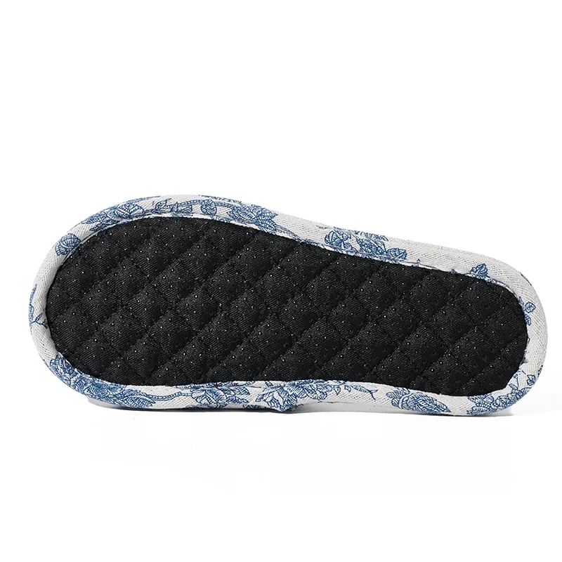 Zapatillas de casa antideslizantes en algodón suave con suela floral - imagen 2