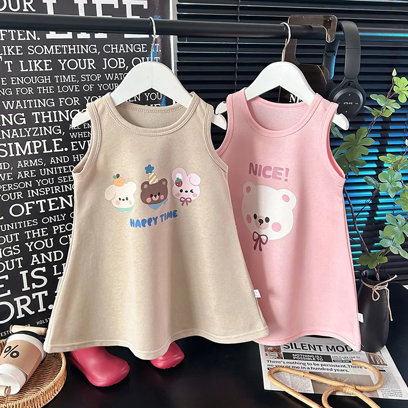 Vestido de niña algodón sin mangas estilo princesa para verano