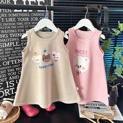 Vestido de niña algodón sin mangas estilo princesa para verano