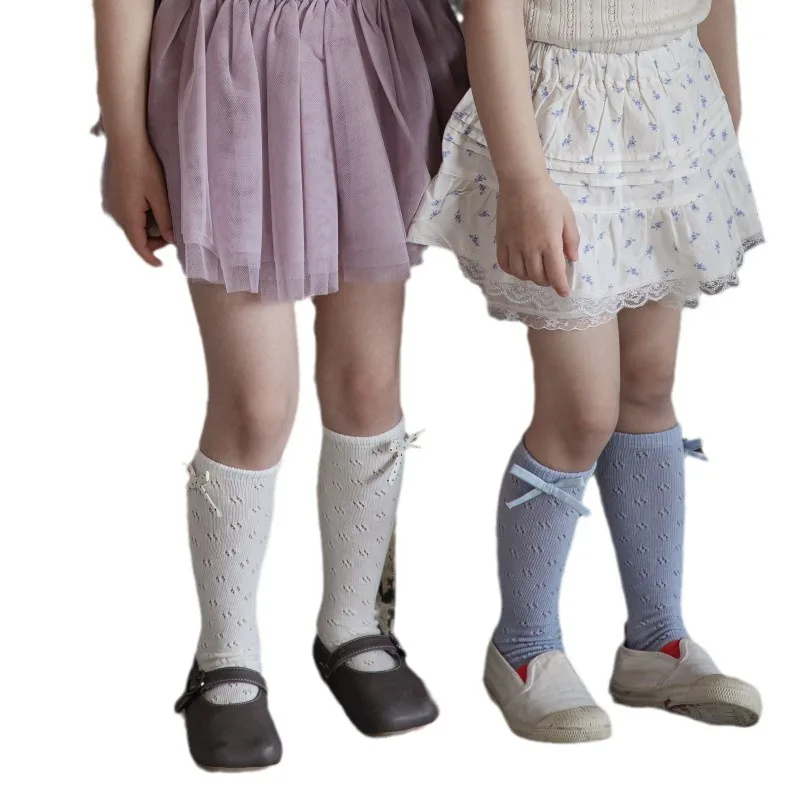 Calcetines finos transpirables para niños - estilo malla con lazo - imagen 4