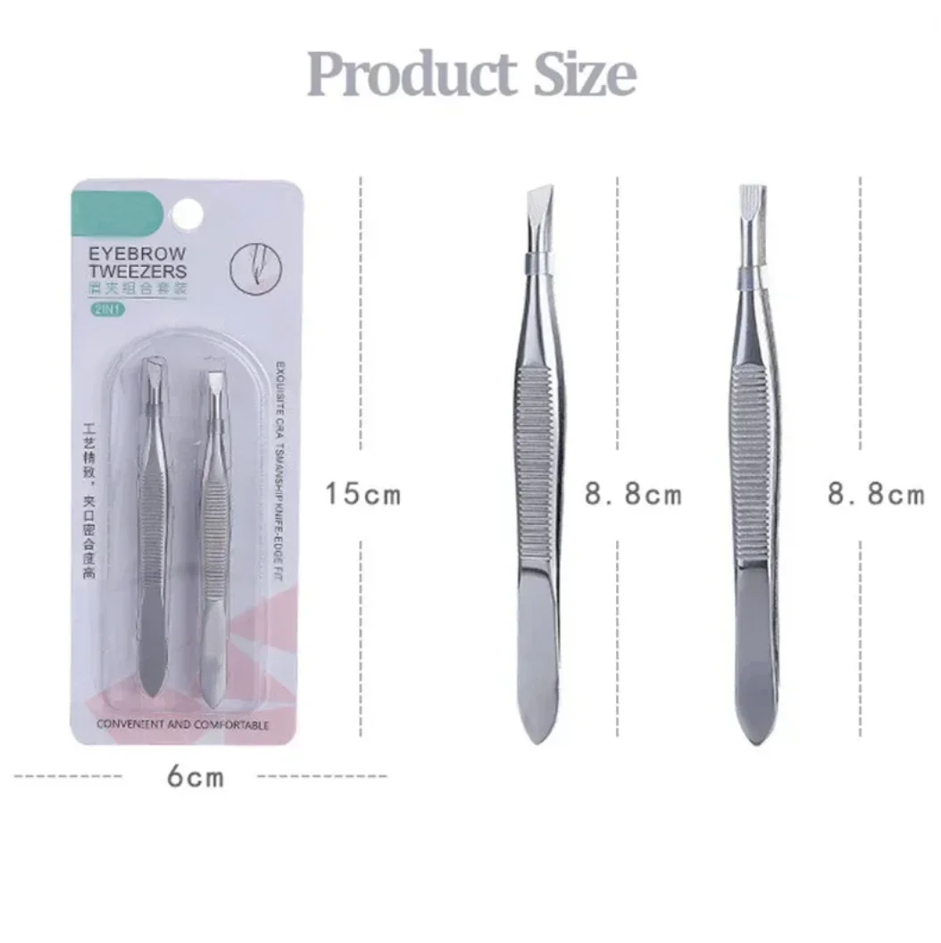 vvocci Pinzas precisas para cejas y vello facial de acero inoxidable - imagen 2