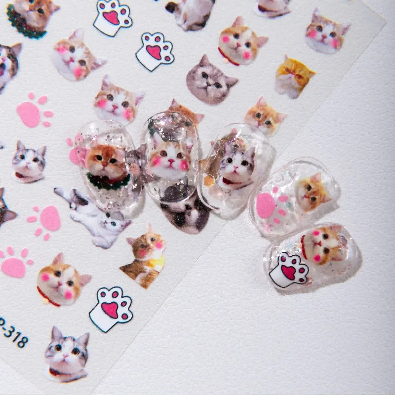 Pegatinas huellas de gato en relieve para móviles y manualidades