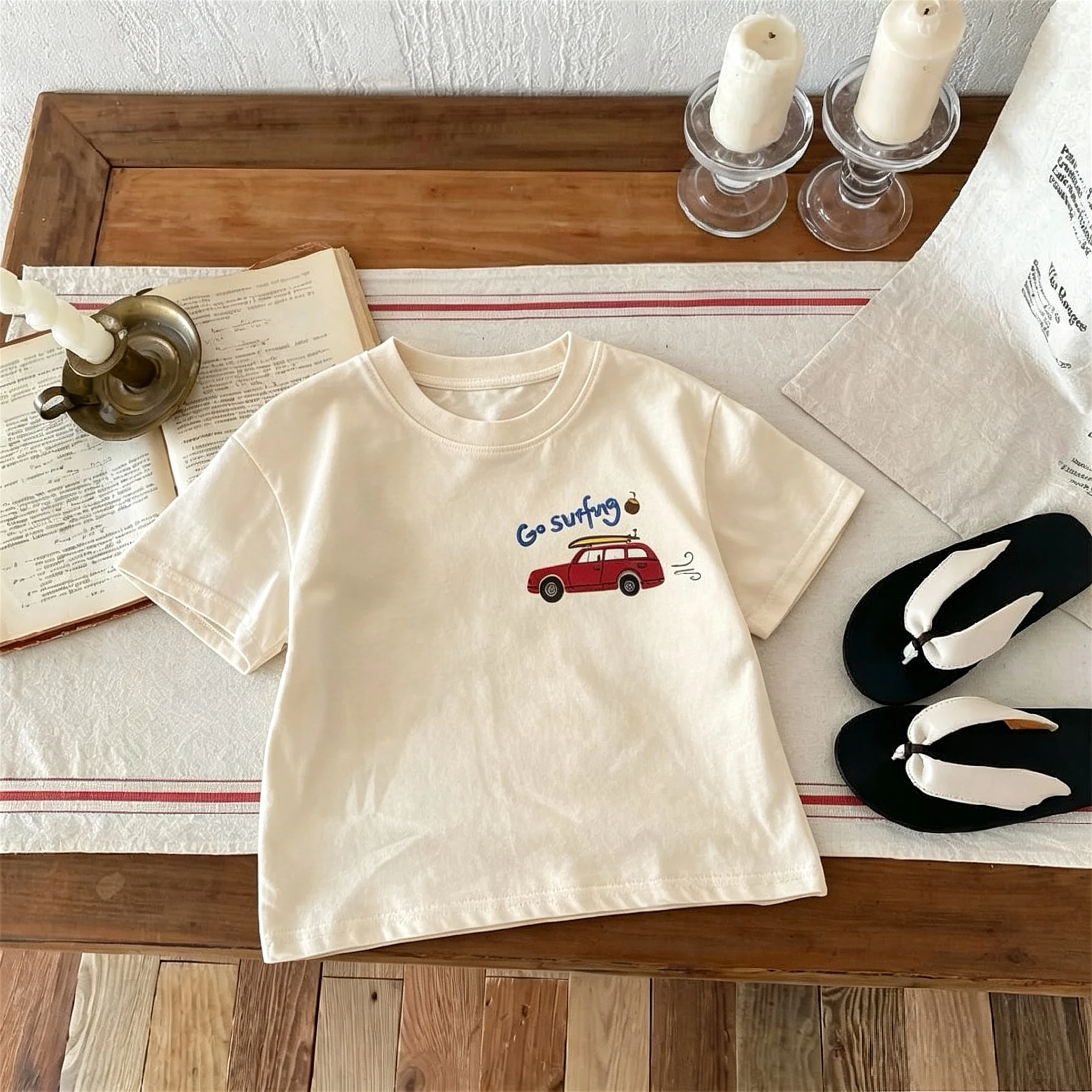 Camisetas de manga corta infantiles de algodón, cuello redondo - imagen 3