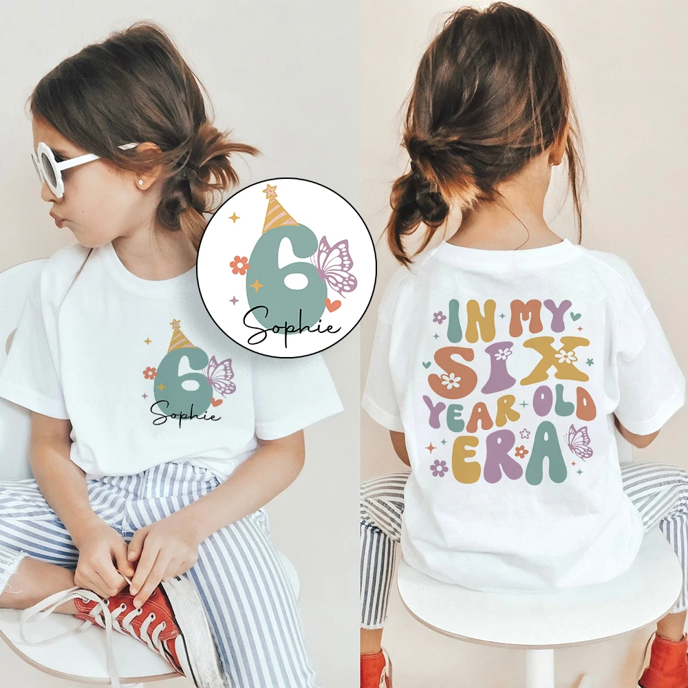 Camisa personalizada de cumpleaños para niña con nombre – Estilo retro - imagen 4