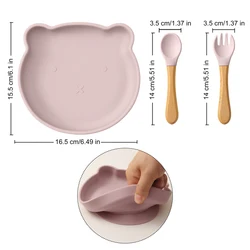 Juego de alimentación infantil en silicona con tazón ventosa sin BPA