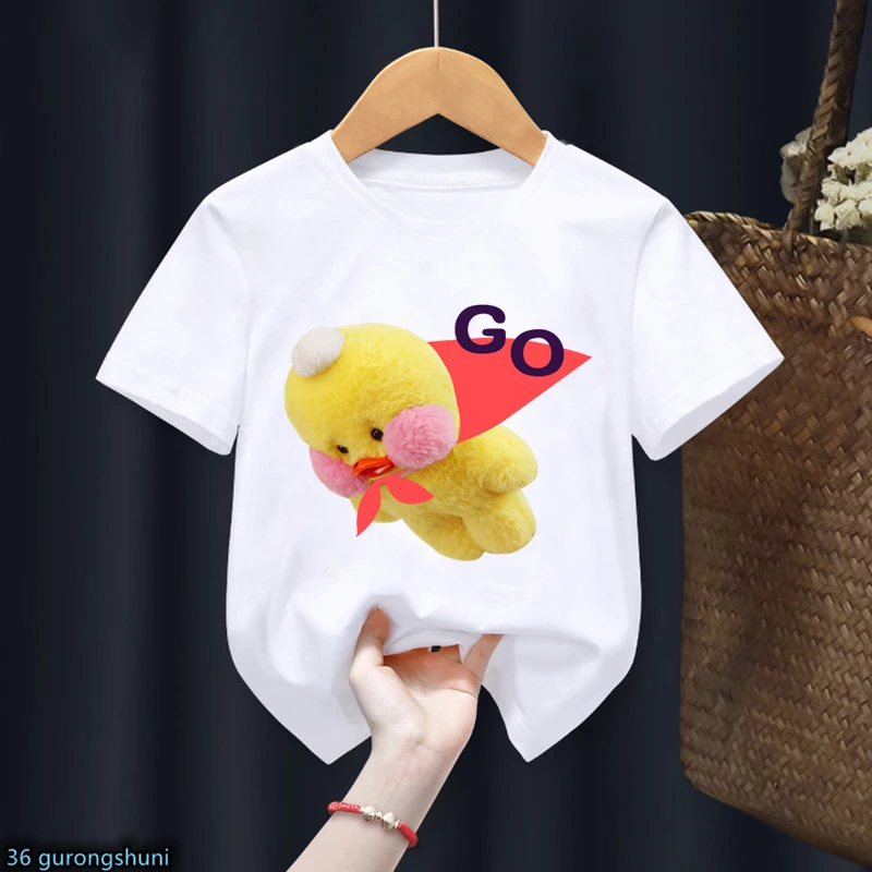 Lalafanfan Camiseta infantil de algodón suave con estampado de pato - imagen 3