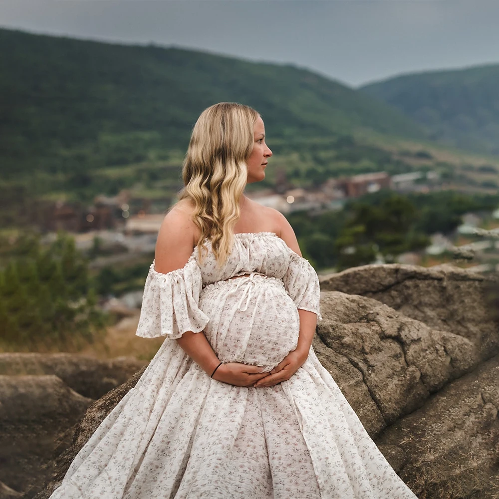 Vestido de maternidad bohemio para fotos – blusa de manga larga